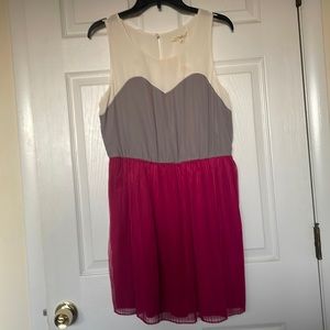 Rewind women’s dress size large pink/gray/cream short dress.